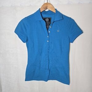 Ariat Women's Prix 2.0 Short-Sleeve Cotton Blend Polo Shirt Medium Blue